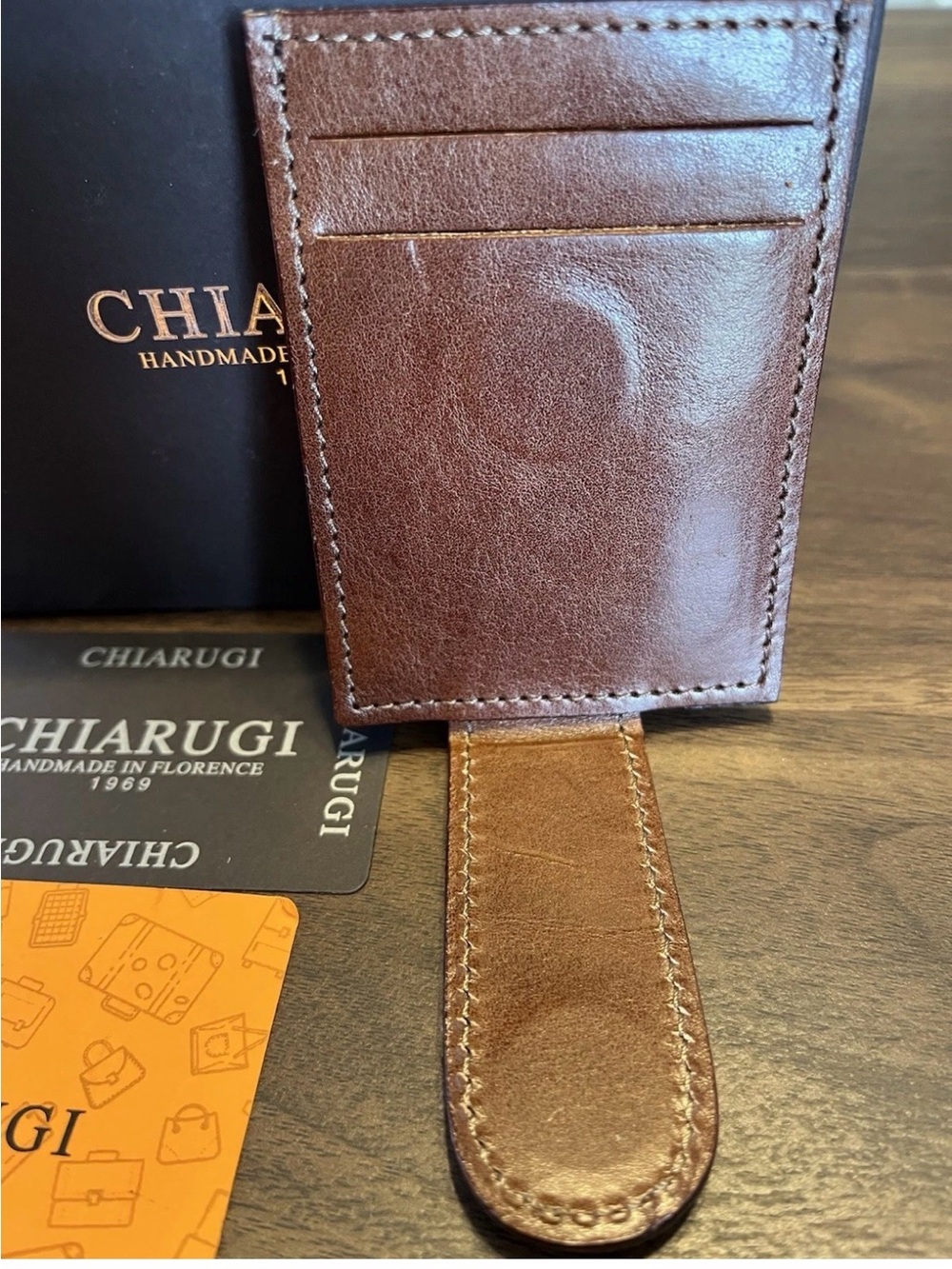 Brown Leather Money Clip - Crafted in Florence - Picture 4 of 11